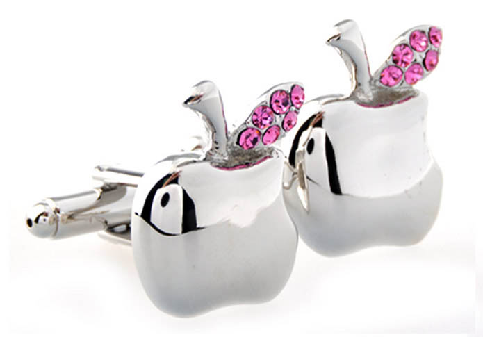 Crystal Apple Cufflinks  Pink Charm Cufflinks Crystal Cufflinks Food and Drink Wholesale & Customized  CL653619
