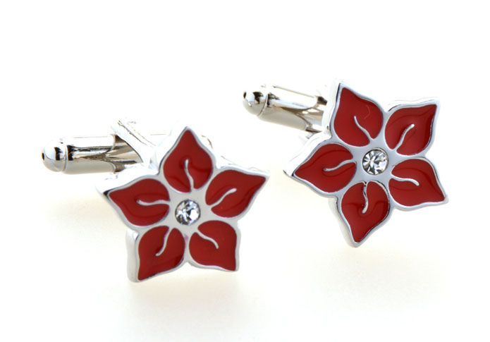 Red flowers Cufflinks White Purity Cufflinks Crystal Cufflinks Funny Wholesale & Customized CL654777