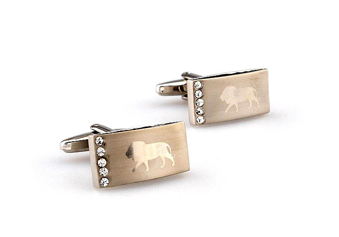 Laser Engraved lion Cufflinks  White Purity Cufflinks Crystal Cufflinks Animal Wholesale & Customized  CL664183