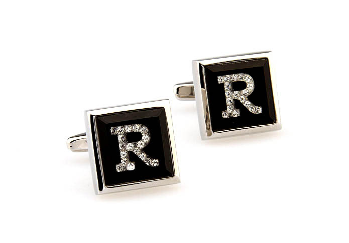 27 Letters R Cufflinks  White Purity Cufflinks Crystal Cufflinks Symbol Wholesale & Customized  CL666524