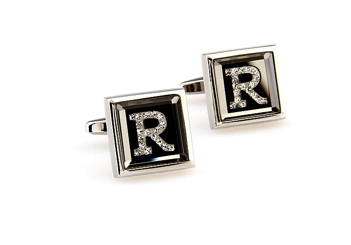 29 Letters R Cufflinks  White Purity Cufflinks Crystal Cufflinks Symbol Wholesale & Customized  CL666526