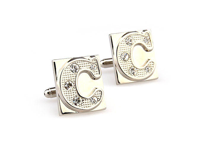 26 Letters C Cufflinks  White Purity Cufflinks Crystal Cufflinks Symbol Wholesale & Customized  CL666563