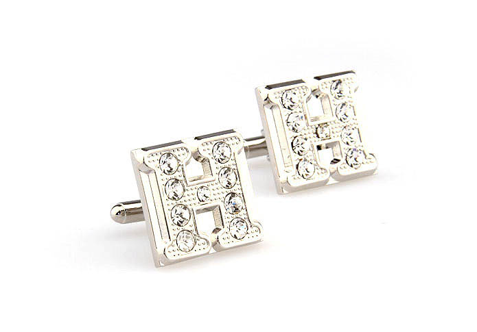 26 Letters H Cufflinks  White Purity Cufflinks Crystal Cufflinks Symbol Wholesale & Customized  CL666568