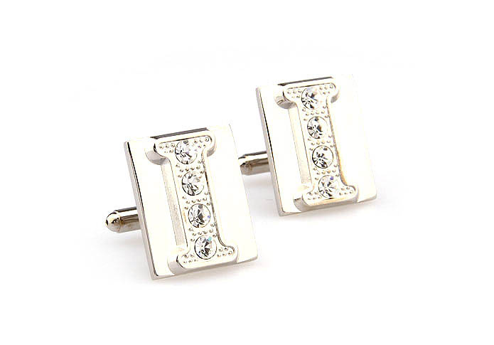 26 Letters I Cufflinks  White Purity Cufflinks Crystal Cufflinks Symbol Wholesale & Customized  CL666569