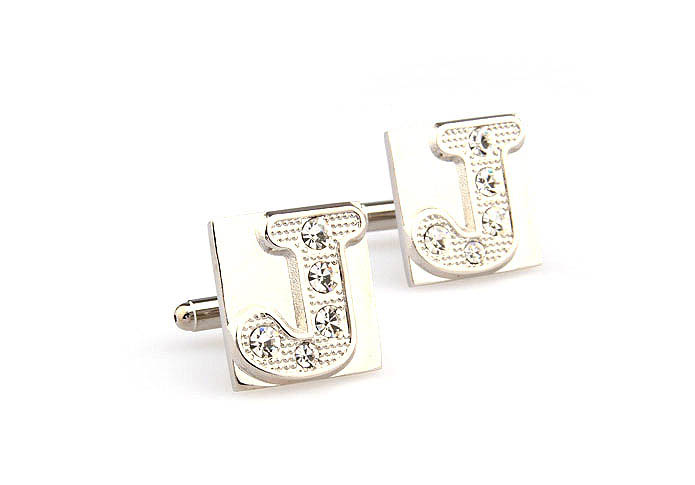 26 Letters J Cufflinks  White Purity Cufflinks Crystal Cufflinks Symbol Wholesale & Customized  CL666570
