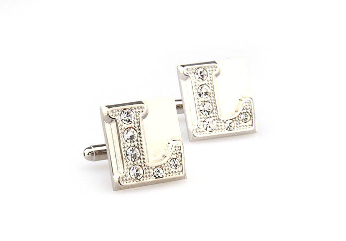 26 Letters L Cufflinks  White Purity Cufflinks Crystal Cufflinks Symbol Wholesale & Customized  CL666572