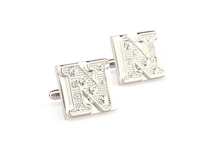 26 Letters N Cufflinks  White Purity Cufflinks Crystal Cufflinks Symbol Wholesale & Customized  CL666574