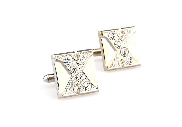 26 Letters X Cufflinks  White Purity Cufflinks Crystal Cufflinks Symbol Wholesale & Customized  CL666584