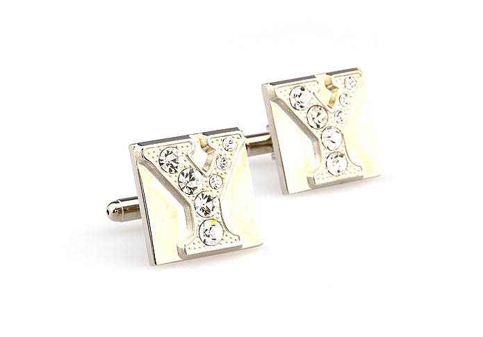 26 Letters Y Cufflinks  White Purity Cufflinks Crystal Cufflinks Symbol Wholesale & Customized  CL666585