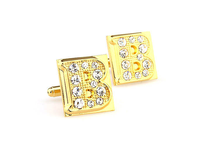 26 Letters B Cufflinks  Gold Luxury Cufflinks Crystal Cufflinks Symbol Wholesale & Customized  CL666588