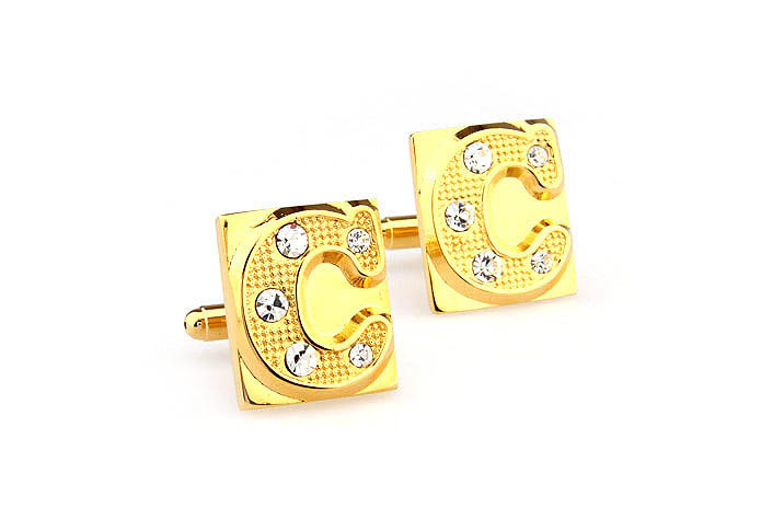 26 Letters C Cufflinks  Gold Luxury Cufflinks Crystal Cufflinks Symbol Wholesale & Customized  CL666589