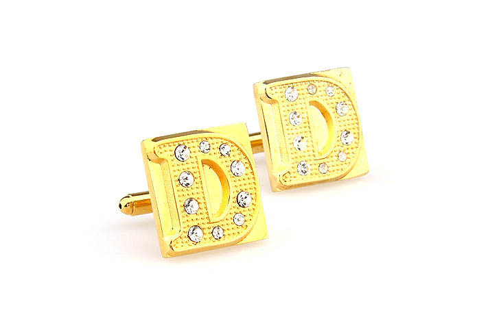 26 Letters D Cufflinks  Gold Luxury Cufflinks Crystal Cufflinks Symbol Wholesale & Customized  CL666590