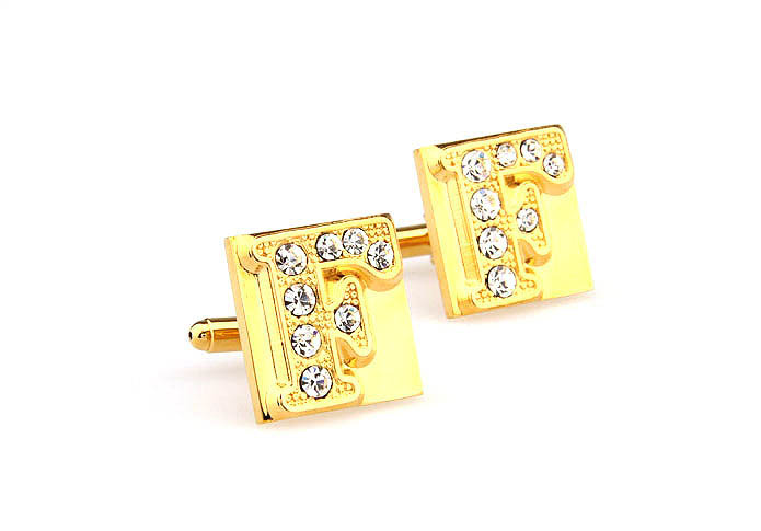 26 Letters F Cufflinks  Gold Luxury Cufflinks Crystal Cufflinks Symbol Wholesale & Customized  CL666592