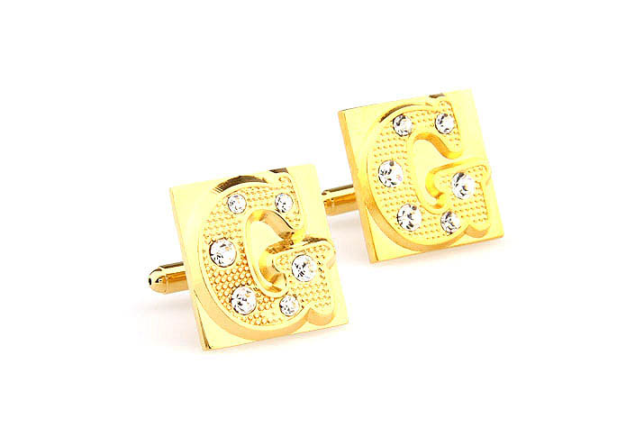 26 Letters G Cufflinks  Gold Luxury Cufflinks Crystal Cufflinks Symbol Wholesale & Customized  CL666593