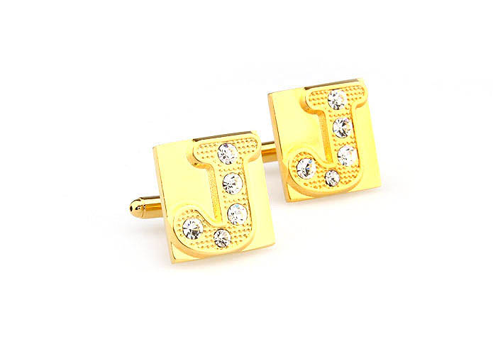 26 Letters J Cufflinks  Gold Luxury Cufflinks Crystal Cufflinks Symbol Wholesale & Customized  CL666596