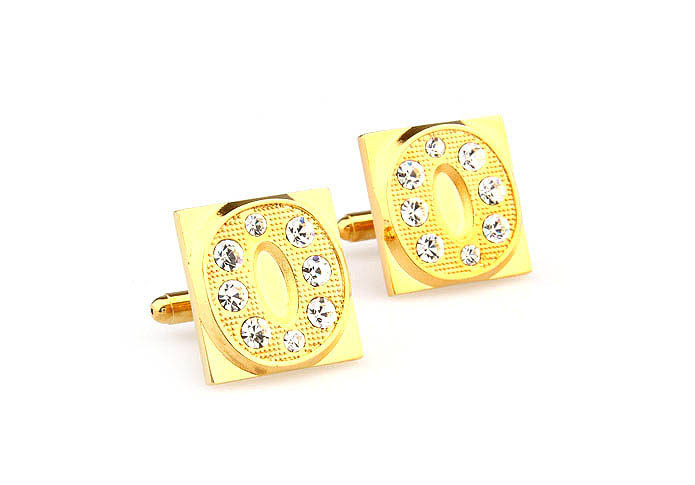 26 Letters O Cufflinks  Gold Luxury Cufflinks Crystal Cufflinks Symbol Wholesale & Customized  CL666601