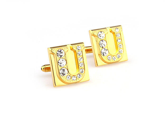 26 Letters U Cufflinks  Gold Luxury Cufflinks Crystal Cufflinks Symbol Wholesale & Customized  CL666607