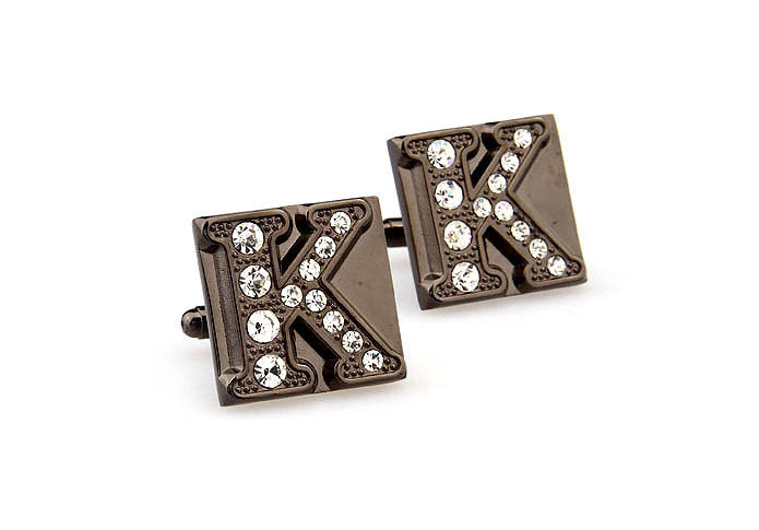 26 Letters K Cufflinks  Gray Steady Cufflinks Crystal Cufflinks Symbol Wholesale & Customized  CL666621