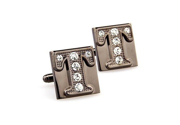 26 Letters T Cufflinks  Gray Steady Cufflinks Crystal Cufflinks Symbol Wholesale & Customized  CL666625