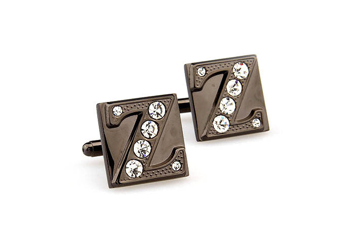 26 Letters Z Cufflinks  Gray Steady Cufflinks Crystal Cufflinks Symbol Wholesale & Customized  CL666630