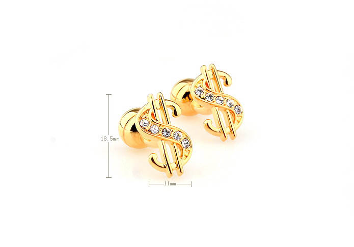 Dollar sign Cufflinks  Gold Luxury Cufflinks Crystal Cufflinks Symbol Wholesale & Customized  CL681045
