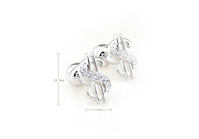 Dollar sign Cufflinks  White Purity Cufflinks Crystal Cufflinks Symbol Wholesale & Customized  CL681046