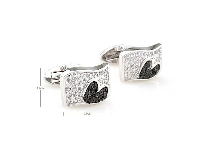 Heart shaped Cufflinks  Black White Cufflinks Crystal Cufflinks Funny Wholesale & Customized  CL690744