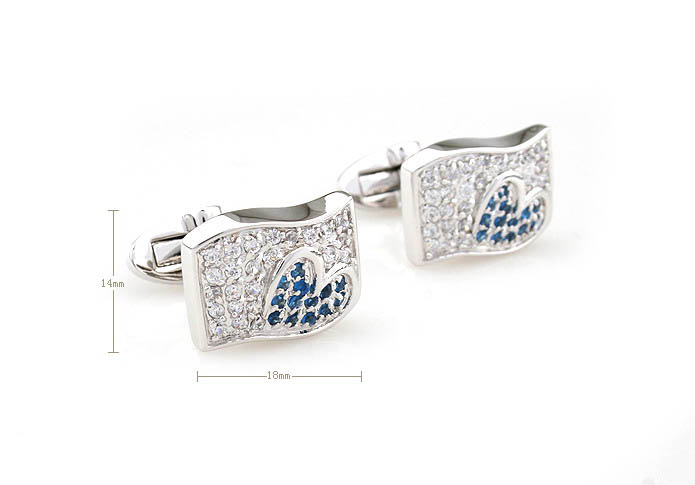 Heart shaped Cufflinks  Blue White Cufflinks Crystal Cufflinks Funny Wholesale & Customized  CL690746