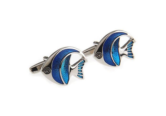 Fish Cufflinks  Blue Elegant Cufflinks Enamel Cufflinks Animal Wholesale & Customized  CL640908