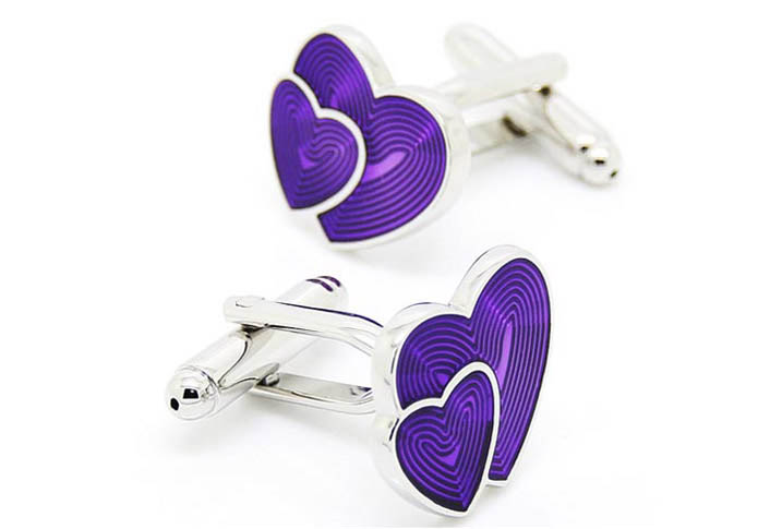 Heart to Heart Cufflinks  Purple Romantic Cufflinks Enamel Cufflinks Wedding Wholesale & Customized  CL653147