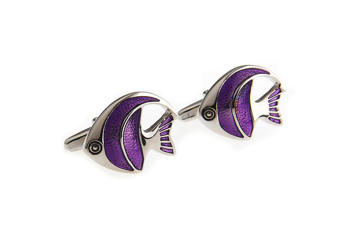 Ornamental fish Cufflinks  Purple Romantic Cufflinks Enamel Cufflinks Animal Wholesale & Customized  CL653195