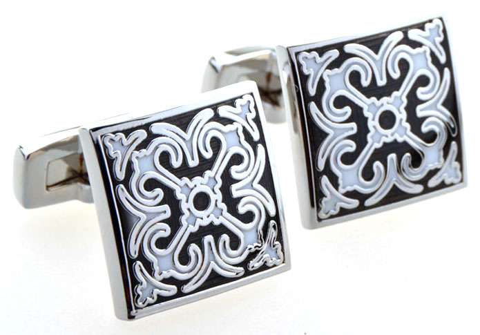 Greek pattern Cufflinks  Black White Cufflinks Enamel Cufflinks Funny Wholesale & Customized  CL654188
