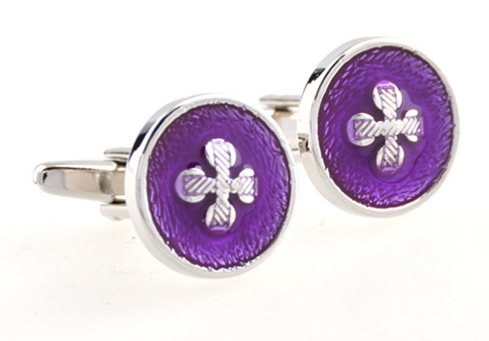 Button Cufflinks  Purple Romantic Cufflinks Enamel Cufflinks Funny Wholesale & Customized  CL654616
