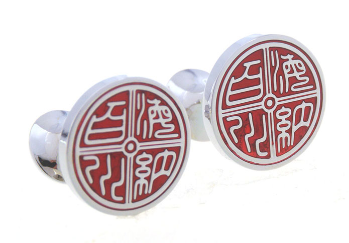 Haina Baichuan Cufflinks  Red Festive Cufflinks Enamel Cufflinks Symbol Wholesale & Customized  CL656631