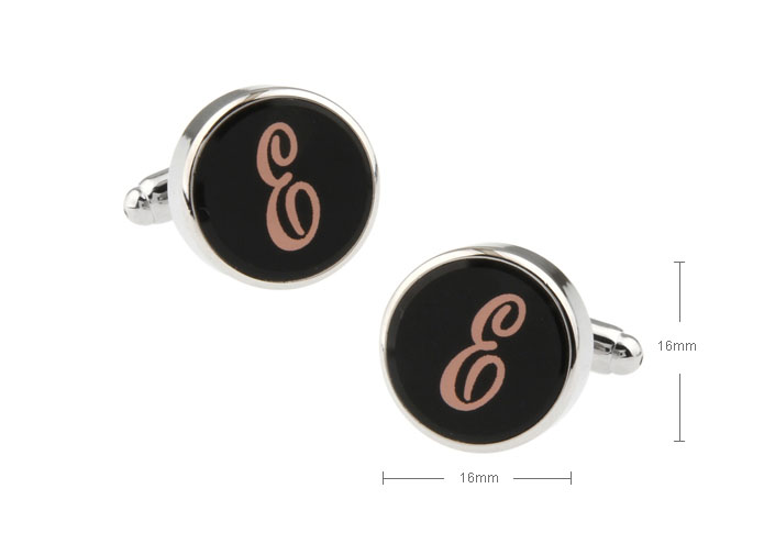 26 Alphabet E Cufflinks  Black Classic Cufflinks Printed Cufflinks Symbol Wholesale & Customized  CL630909