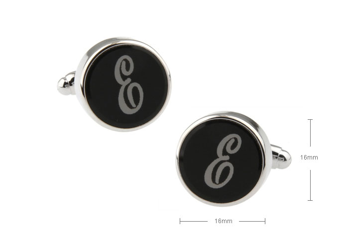 26 Alphabet E Cufflinks  Black White Cufflinks Printed Cufflinks Symbol Wholesale & Customized  CL630935