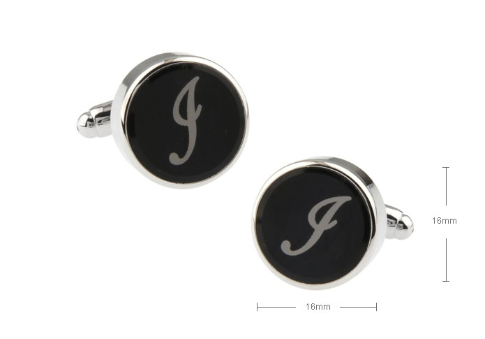 26 Alphabet J Cufflinks  Black White Cufflinks Printed Cufflinks Symbol Wholesale & Customized  CL630940
