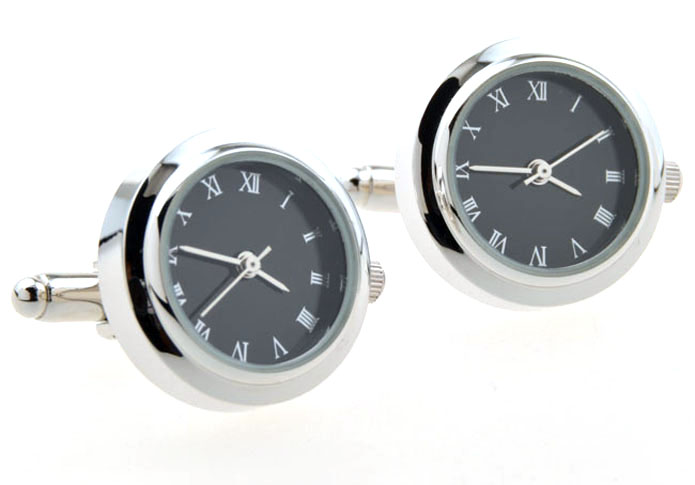 Watch movement can rotate Cufflinks  Black White Cufflinks Printed Cufflinks Tools Wholesale & Customized  CL654493
