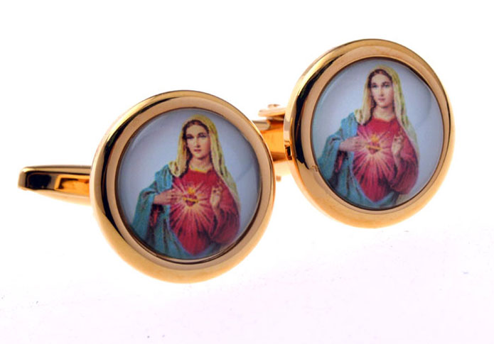 Our Lady Cufflinks  Gold Luxury Cufflinks Printed Cufflinks Religious and Zen Wholesale & Customized  CL655627