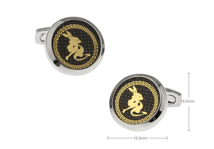 Chinese Zodiac Rabbit Cufflinks  Gold Luxury Cufflinks Printed Cufflinks Constellation Wholesale & Customized  CL655636