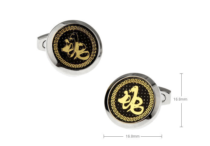 Chinese Zodiac Snake Cufflinks  Gold Luxury Cufflinks Printed Cufflinks Constellation Wholesale & Customized  CL655638