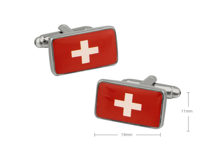 Swiss Flag Cufflinks  Multi Color Fashion Cufflinks Printed Cufflinks Flag Wholesale & Customized  CL671866