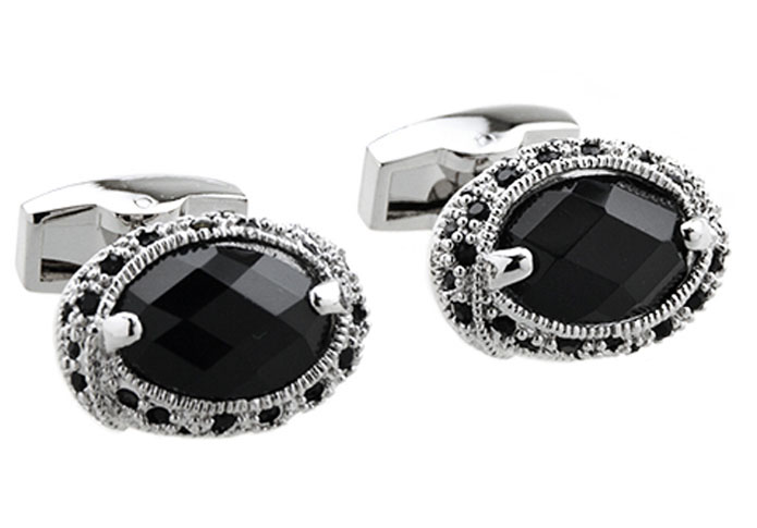  Black Classic Cufflinks Onyx Cufflinks Wholesale & Customized  CL654301