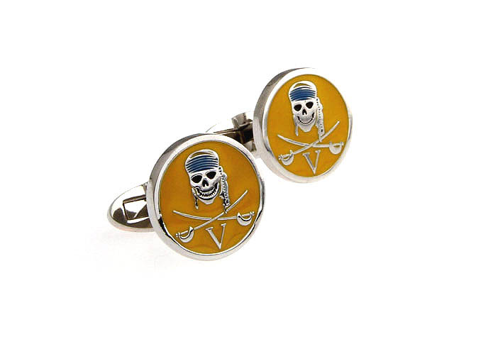 Pirates of the Caribbean skull Logo Cufflinks  Yellow Lively Cufflinks Paint Cufflinks Skull Wholesale & Customized  CL640929