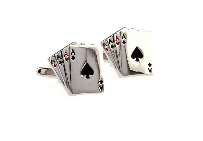 four playing cards A Cufflinks  Multi Color Fashion Cufflinks Paint Cufflinks Gambling Wholesale & Customized  CL651369