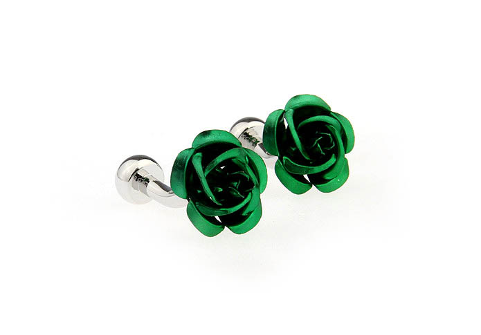 Green Valentine's Day roses Cufflinks  Green Intimate Cufflinks Paint Cufflinks Recreation Wholesale & Customized  CL651679
