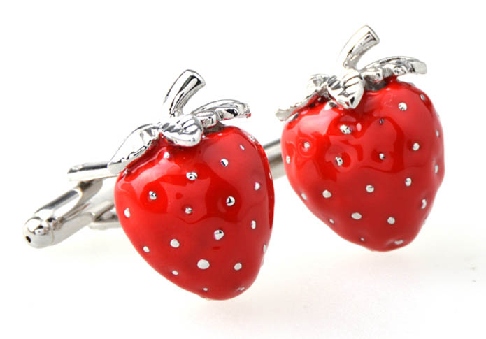 Strawberries Cufflinks  Red Festive Cufflinks Paint Cufflinks Food and Drink Wholesale & Customized  CL654039