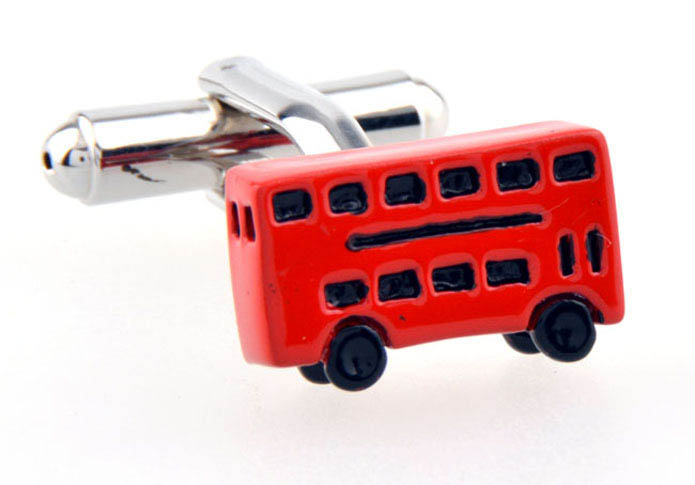 double-decker bus Cufflinks  Red Festive Cufflinks Paint Cufflinks Transportation Wholesale & Customized  CL654044