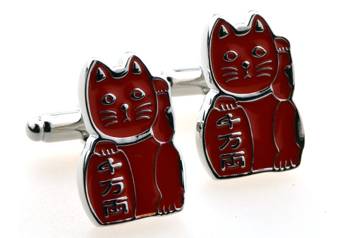 Do two Lucky Cat Cufflinks  Red Festive Cufflinks Paint Cufflinks Animal Wholesale & Customized  CL654444