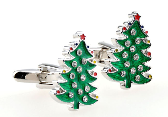 The Christmas tree Cufflinks  Green Intimate Cufflinks Paint Cufflinks Funny Wholesale & Customized  CL654713